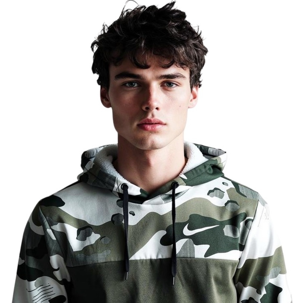 Nike Dri-FIT Hoodie Mens M Green Camo Fleece Pullover Comfy Warm Sports Hunting